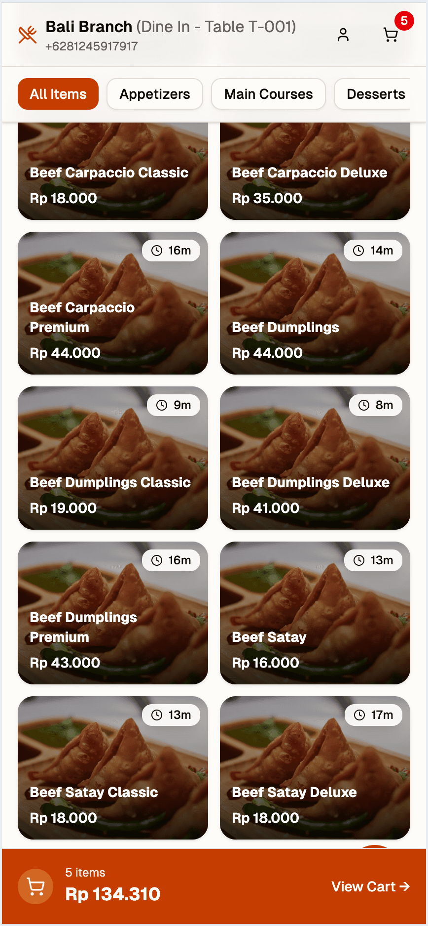 AdeResto Dine-In Order System